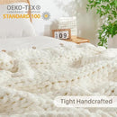 Chunky Knit Blanket Throw, 100% Hand Knit Throw Blanket Handmade Chenille Cable Knit Throw for Couch, Stylish Cozy Soft Rope Knot Crochet Blanket for Home Decor, Ivory, 60x80 Inches by CozyNest Decor