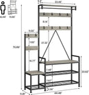 IDEALHOUSE Hall Tree with Bench and Shoe Storage Parent-Child Coat Rack Shoe Bench Industrial Coat Tree Entryway Large Organizer with Shoe Rack, Storage Cubbies, Hooks, and Top Shelf by CozyNest Decor