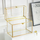 Glass Wedding Card Box with Slot, 10.2 inch Clear Card Box Gold Brass Gift Card Storage Box with Lock Perfect for Wedding Receptions, Baby Shower, Birthday Party, Bridal Shower by CozyNest Decor