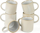famiware Coffee Mug Set for 6, Star 12 oz Catering Mugs Cup Set with Handle for Coffee, Tea, Cocoa, Milk - Ceramic Stoneware Drinkware Set, Cappuccino White by CozyNest Decor