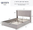 Allewie Queen Size Lift Up Storage Bed, Modern Wingback Headboard, Hydraulic Support, No Box Spring Needed, Light Beige by CozyNest Decor