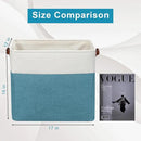 Large Fabric Storage Baskets | 50L Storage Bins, Decorative Linen Closet Baskets with Handles for Organizing, Shelf, Toys, Clothes, Home, Office, Nursery, 17x12x15Inches (Teal&White) by CozyNest Decor