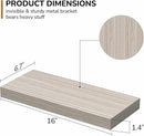 Floating Shelves - Rustic Grey Storage Shelf Set of 2 - 16 Inch Wall Mounted Shelves for Wall Decor & Storage - Wooden Shelves with Invisible Brackets for Living Room, Bedroom, Kitchen, Farmhouse by CozyNest Decor