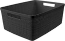 Curver Set of 6 Jute Medium Decorative Plastic Organization and Storage Baskets, Perfect Bins for Home Office, Closet Shelves, Kitchen Pantry and All Bedroom Essentials, Black by TinyTreasures Baby Boutique