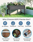 HDPE Raised Garden Bed with Legs, Outdoor Weather-Resistant Elevated Planter Box Stand for Seeds, Herbs, Flowers, Vegetables (Black) by GreenHaven Gardens