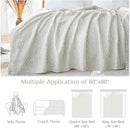 jinchan Boho 100% Cotton Blanket Muslin Twin Size 60x80 Inches Lightweight 3-Layer Geometric Triangle Striped Reversible Quilt Throw Soft Breathable Comfy All Seasons for Couch Bed Decor, Light Grey by CozyNest Decor