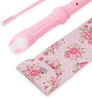 Recorder Instrument for Beginner Kids Adults,8-Hole Soprano Descant Recorder Music Flute with with Cleaning Rod & Leather Case For School Student Home Entertainment(2-Pink Rose) by TinyTreasures Baby Boutique