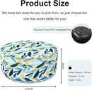 Inflatable Ottoman Stool D21 xH9 for Outdoor/Indoor Use, Water Repellent Patio Foot Rest Stool with Portable Handle,Round Pouf Ottoman Suitable for Garden,Deck and Camping - Leaves Multi by CozyNest Decor