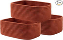 KALLAX Small Woven Basket, 13.5 x 9.5 x 5 Inches, Storage Basket for Organizing, Cute Small Rope Shelf Closet Cube Storage Bins Baskets for Shelves, Dog Toy Gift Baskets Empty, 3 Pack Rust Red by TinyTreasures Baby Boutique