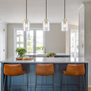 Black Brass Pendant Lights Kitchen Island - Clear Glass Pendant Light Fixture Multiple Stems Rods 3 Units 12 Inch 3 Units 4 Inch (2 Pack Black Brass Downrod) by CozyNest Decor