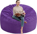 4FT Bean Bag Chair, Large Bean Bag Chairs with Memory Foam Filled, Fluffy Beanbag Sofa with Dutch Velvet Cover, Round BeanBag Chairs for Living Room, Playroom - Purple by TinyTreasures Baby Boutique