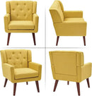 Accent Chair Button-Tufted Upholstered Living Room Chairs Comfy Reading Chair Mid Century Modern Chair with Linen Fabric Lounge Arm Chairs for Living Room Bedroom (Yellow Set of 2) by CozyNest Decor