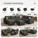 HONBAY Corduroy Sectional Couch with Storage U Shaped Sectional Sofa Modular Sectional Couches for Living Room, Green by CozyNest Decor
