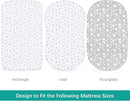 Waterproof Bassinet Sheets Fit for Halo, Dream on Me, Ingenuity, Fisher Price, Delta, Graco and Other Oval Bassinet Mattress, 2 Pack, 100% Cotton, Ultra Soft, White Grey Star Print for Baby by TinyTreasures Baby Boutique