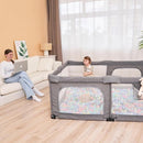 Foldable Baby Playpen with Gate, Extra Large Collapsible Play Yard for Babies & Toddlers, Portable Travel Play Pen with Fence, Safe Activity Center for Indoor & Outdoor Use (59"×71" Grey) by TinyTreasures Baby Boutique