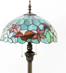 Tiffany Floor Lamp Stained Glass Lamp Standing Reading Light 16x16x70 Inch for Living Room (Red Green Flowers) by CozyNest Decor