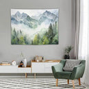 HZOHNAGO Mountain Tapestry Misty Green Forest Mountain Pattern Printed Wall Tapestry Wall Hanging for Bedroom Living Room Dorm 40" W x 30" H by CozyNest Decor