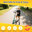 Kick Scooter for Kids Teens & Adults, 4 Adjustable Heights, 8IN All Terrain Big Wheels, Dual Brakes & Dual Suspension, Foldable and Lightweight, Gifts for Girls Boys by TinyTreasures Baby Boutique