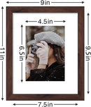 Vittanly 8x10 Picture Frames Set of 9, Shatter Resistant Plexiglass, Display 5x7 Pictures with Mat or 8x10 without Mat, Photo Frames for Wall or Tabletop, Engineered Wood, Walnut by CozyNest Decor
