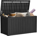 Mars Villa 150 Gallon Outdoor Storage Box Waterproof, Large Resin Deck Box for Outdoor Patio Furniture Cushions, Pool Supplies, Garden Tools, with Hydraulic Hinge, UV-Resistant and Weatherproof, Black by GreenHaven Gardens