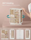 SONGMICS Jewelry Box 360° Rotating, Jewelry Storage Case with 7 Drawers, Jewelry Organizer, Glass Window, Spacious, Vertical Jewelry Storage, Open Design, Great Gift, Cloud White UJBC201W01 by TinyTreasures Baby Boutique