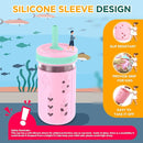 Tronco 12 oz Glass Sippy Cup for Kids & Toddlers | Mason Jar Smoothie Cups with Spill-Proof Silicone Straws, Non-Slip Silicone Sleeves & Lids, BPA-Free Snack Cups, Dishwasher Safe by TinyTreasures Baby Boutique
