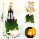 Garden Gnome with Squirrel Outdoor Statue,Flocked Gnome Statue Holding Lantern with Solar Lights,Outdoor Gnomes Decorations for Yard Patio Lawn Porch,Gifts for Mom by GreenHaven Gardens