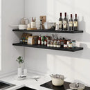 55" Floating Shelves for Wall, 12" Deep Slim Black Floating Shelves, Wall-Mounted Shelves for Bedroom, Living Room, Kitchen, Bathroom - Set of 2 by CozyNest Decor