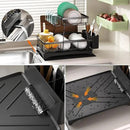 Godboat Dish Drying Rack, 2-Tier Dish Rack with Auto-Drain & Mat, Dish Racks for Kitchen Counter, Dish Drainer with Knife, Fork & Cup Rack, Gifts for Women, Mothers Day, Cool Stuff & Kitchen Gadgets by CozyNest Decor