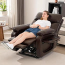 Dual Motor Power Lift Recliner Chair for Adult & Elderly, Infinite Position Lay Flat Lift Chair with Heat & Massage, Cup Holder, Lumbar Pillow, Wireless Charger, USB Ports, Leather (Brown) by CozyNest Decor