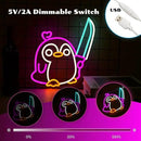 Penguin Neon Sign Dimmable Penguin Knife Neon Signs for Wall Decor LED USB Powered Cute Anime Neon Light Sign For Boys Bedroom Room Garden Party Restaurant Home Decoration Birthday Gifts by GreenHaven Gardens