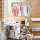 XL-31.5" Wall Mounted Clothes Drying Rack, 130 LBS Large Capacity Rustproof Retractable Clothes Rack, Collapsible Drying Rack Easy to Install with 7 Drying Rods, Space Saving for Laundry-White by CozyNest Decor