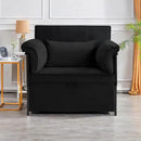 Pull Out Sofa Bed, Convertible Sleeper Chair Bed with Lumbar Pillow, 3-in-1 Sofa Chair with 3 Adjustable Backrest, Armchair Sleeper Small Couch for Small Spaces Living Room Black by CozyNest Decor