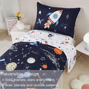PERFEMET Twin Comforter Set 4 Piece Kids Space Rockets Comforter Bed in A Bag Soft Reversible Dark Blue Outer Space Themed Bed Set(Dark Blue, Planet/Rocket) by TinyTreasures Baby Boutique