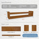 Walnut Brown Nursery Book Shelves Wall Mounted, Wooden Floating Bookshelf for Kids Room Bedroom, Dark Wood Nursery Bookshelves for Kitchen Classroom Playroom (Solid Pine, 3-Pack) by TinyTreasures Baby Boutique