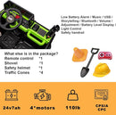 24V Ride On Dump Truck, 24inch-2 Seater Ride On Car for Kids w/Remote Control 4WD/2WD Up to 5 Mph, 24v Ride on Toys for Big Kids w/Electric Dump Bed Extra Shovel Traffic Cones (Green) by TinyTreasures Baby Boutique