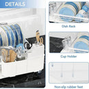 ROTTOGOON Expandable Dish Drying Rack,Multifunctional Adjustable Dish Drainer with Swivel Spout and Anti-Rust Dish Rack with Removable Cutlery & Cup Holders for Kitchen Counter,White by CozyNest Decor