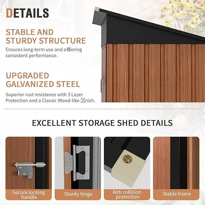 5x3 Ft Storage Shed, Outdoor Metal Shed with Lock, Small Lean to Shed, Compact Vertical Outside Bike Tiny House for Garden, Backyard, Patio, Tool, photo 6 of 6