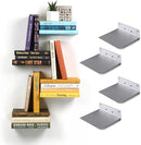 Floating Invisible Bookshelf Wall Mounted (Set of 4) - Aluminum - Turn Books into Floating Shelves by CozyNest Decor