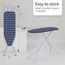 Classic 4-Leg Ironing Board with Iron Rest - Freestanding Full Size Iron Board for Clothes Pressing and Steaming with 43" x 14" Surface - Blue Arrows by CozyNest Decor