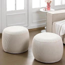 2 Pack Round Inflatable Pouf Ottoman Foot Rest for Couch 20 x 16 Inch Cozy Portable Floor Corduroy Poufs Foot Stool Ottoman with Pump for Living Room Bedroom Chair, Beige by CozyNest Decor