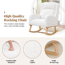 Rocking Chair Nursery, Nursing Rocking Chairs for Mom Nursery, Comfy Wingback Glider Rocking Armchair with Side Pocket for Nursery Living Room Bedroom, Teddy White by TinyTreasures Baby Boutique