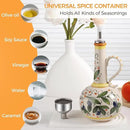 Ceramic Olive Oil Dispenser Bottle 23oz with Handles, Hand Painted Multi-Use Oil Cruet & Flower Vase, Decorative Stoneware Kitchen Cruet with Stainless Steel Spout for Oils, Sauces, Vinegar (B) by CozyNest Decor
