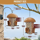 LONA Bird Feeders for Outdoors Hanging – 3 Separate Compartments, 3 Feeding Ports, Weatherproof Dome & 3 Ways to Hang, Large Capacity for Cardinals/Finches (Brown，Plus by CozyNest Decor