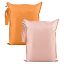 Tiny Twinkle Mess proof Waterproof Wet Dry Bag,2pk Reusable Wet Bags for Swimsuits&Baby Clothes,Leakproof Wet Bag,Waterproof Bag for Travel&Diaper bag,Wet Bags for Baby (Taupe, Dandelion) by TinyTreasures Baby Boutique