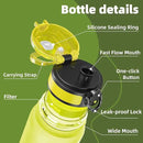 OLDLEY 32 oz Water Bottle, Motivational Water Bottle with Time Marker, Sports Water Bottle With Strap, Leakproof & BPA Free Large Water Bottles for School, Gym, Travel, Outdoor, Tritan,Yellow&Green by CozyNest Decor