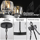 Black Wagon Wheel Chandelier, 24 Inch Black Chandeliers with Unique Glass Shade, 6-Light Crystal Farmhouse Wagon Wheel Chandeliers for Dining Room, Round Chandelier for Living Room, Foyer, Entryway by CozyNest Decor
