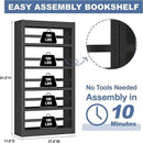 Metal Bookshelf Adjustable - 61" Tall Black Bookcase, 5 Tier Book Shelf, Tooless Assembly Book Case, Modern Bookshelves and Bookcases for Home Office, Living Room, Bedroom, Library by CozyNest Decor