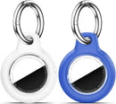 Upgrade Waterproof 2 Pack Airtags Holder with Apple Airtags Keychain, Hard PC Air Tag Case, Anti-Scratch & Shock Air tag Holder, Men's Women's Keyrings & Keychains-White+Blue by TinyTreasures Baby Boutique