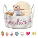 Personalized Baby Basket with Name Custom Cotton Rope Storage Bin for Diaper Caddy, Organizer, Keepsake - Shower Gift by CozyNest Decor